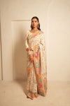 Ivory Heritage Dola Pashmina Saree with Colorful Jal Weaving