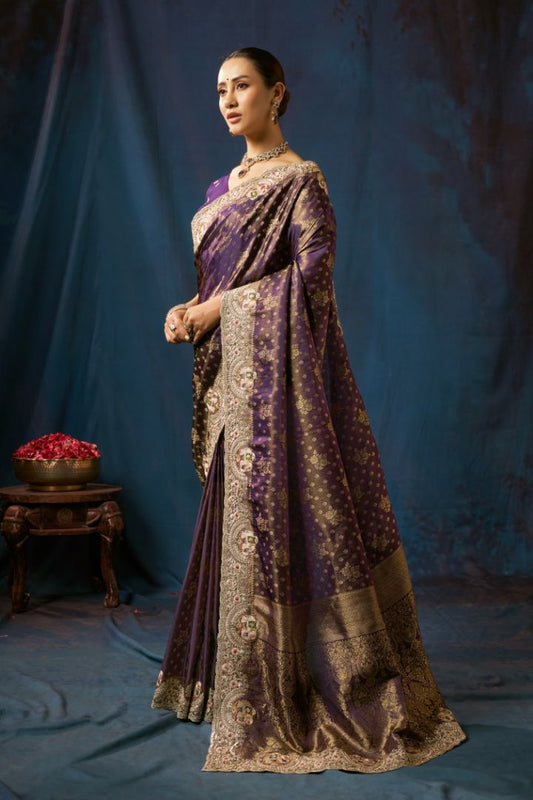 Royal Amethyst Banarasi Zari Silk Saree