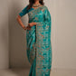 Turquoise Pure HO Peacock Embroidered Saree