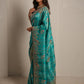 Turquoise Pure HO Peacock Embroidered Saree