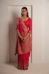 Rani Pink Raw Dola Silk Meena Saree