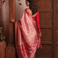 Blush Pink Giraffe Swarovski Border Saree