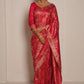 Rani Pink Heritage Satin Pashmina Saree