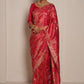 Rani Pink Heritage Satin Pashmina Saree