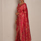 Rani Pink Heritage Satin Pashmina Saree