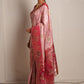 Pink Banarasi Silk Saree with Red Zari Border