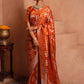 Burnt Orange Swarovski Satin Saree