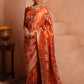 Burnt Orange Swarovski Satin Saree