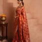 Burnt Orange Swarovski Satin Saree