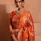 Burnt Orange Swarovski Satin Saree