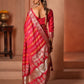 Rani Pink Meena Work Satin Saree