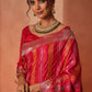 Rani Pink Meena Work Satin Saree