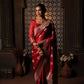 Ruby Red Swarovski Border Satin Saree