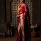 Ruby Red Swarovski Border Satin Saree