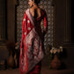 Ruby Red Swarovski Border Satin Saree