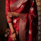 Ruby Red Swarovski Border Satin Saree