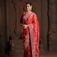 Rani Red Pure HO Peacock Embroidered Saree