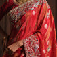 Rani Red Pure HO Peacock Embroidered Saree