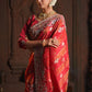 Rani Red Pure HO Peacock Embroidered Saree