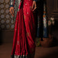 Rani Pink Peacock Embroidered Satin Saree