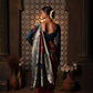 Rani Pink Peacock Embroidered Satin Saree