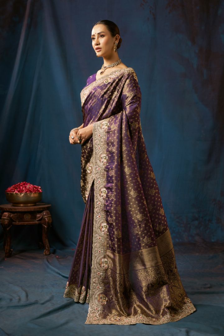 Royal Amethyst Banarasi Zari Silk Saree