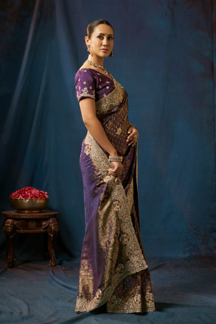 Royal Amethyst Banarasi Zari Silk Saree
