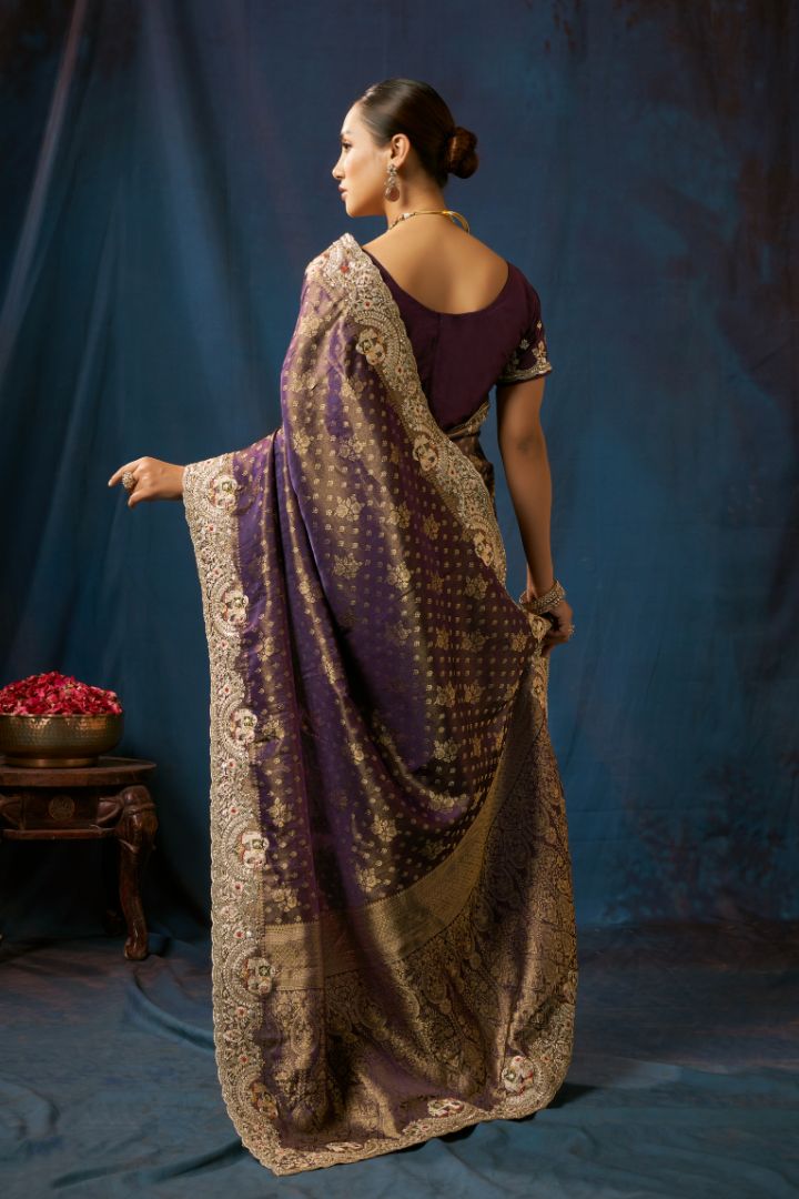 Royal Amethyst Banarasi Zari Silk Saree