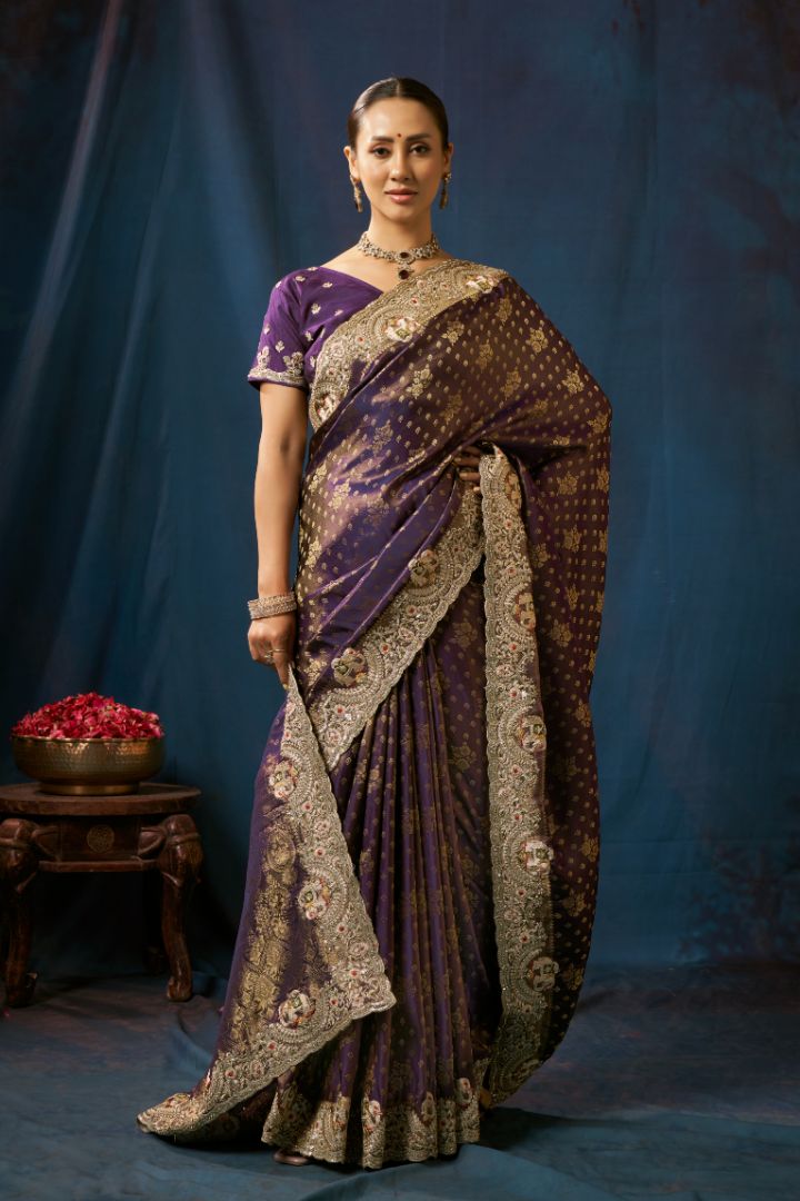 Royal Amethyst Banarasi Zari Silk Saree