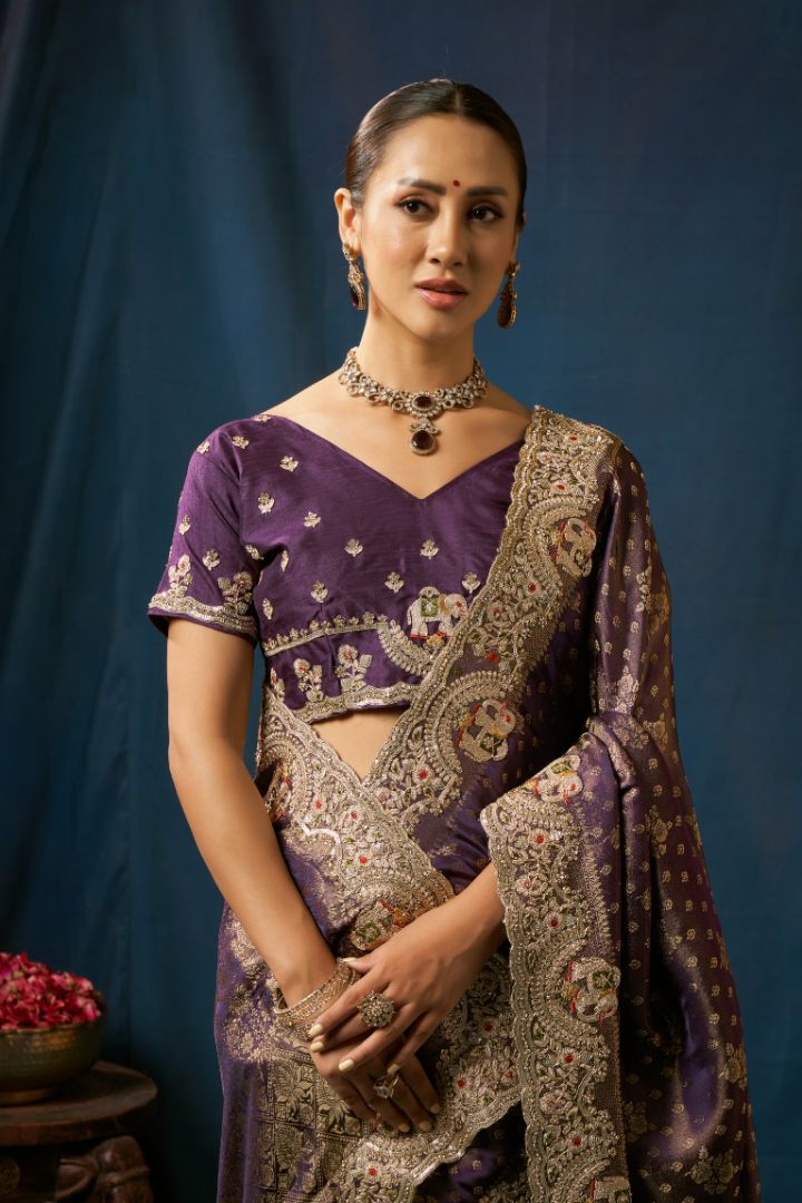 Royal Amethyst Banarasi Zari Silk Saree
