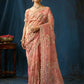 Ethereal Blush Pink Net Saree with Gold Floral Embroidery