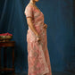 Ethereal Blush Pink Net Saree with Gold Floral Embroidery