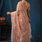 Ethereal Blush Pink Net Saree with Gold Floral Embroidery