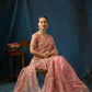 Ethereal Blush Pink Net Saree with Gold Floral Embroidery