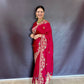 Heena Gehani Ruby Red Satin Saree