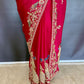 Heena Gehani Ruby Red Satin Saree