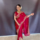 Heena Gehani Ruby Red Satin Saree