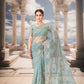 Celestial Aqua Embroidered Net Saree