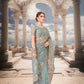 Celestial Aqua Embroidered Net Saree