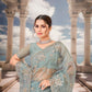Celestial Aqua Embroidered Net Saree