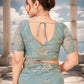 Celestial Aqua Embroidered Net Saree