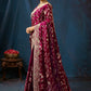 Noor Burgundy Velvet Embroidered Saree