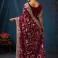 Noor Burgundy Velvet Embroidered Saree