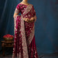 Noor Burgundy Velvet Embroidered Saree