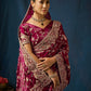 Noor Burgundy Velvet Embroidered Saree