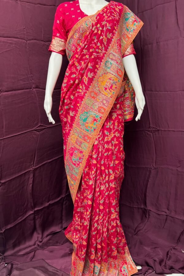 Padmavat Red Pashmina Printed Designer Saree